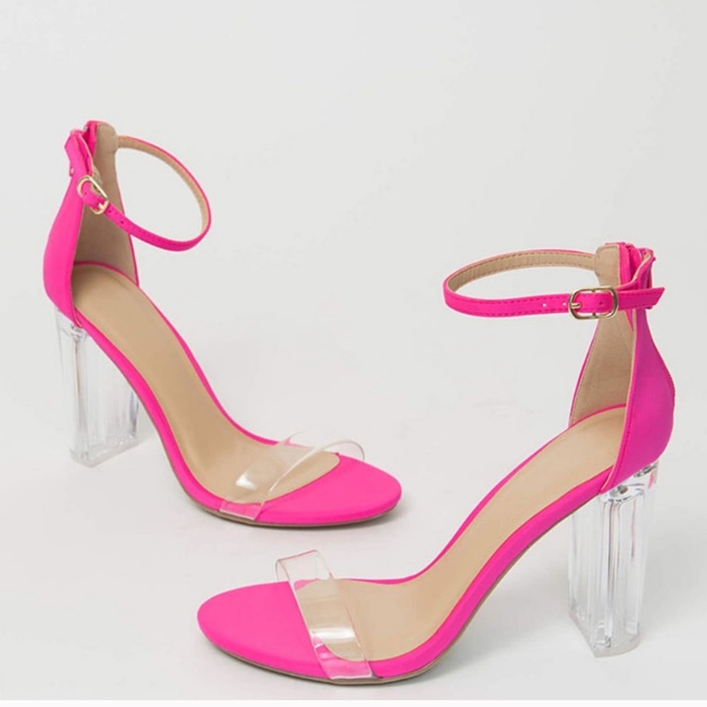 Neon/hot pink clear heels!